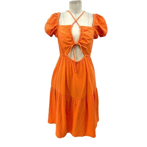 Emilia George Amelia Tiered Minidress Orange Maternity Size‎ Large - Picture 2 of 15